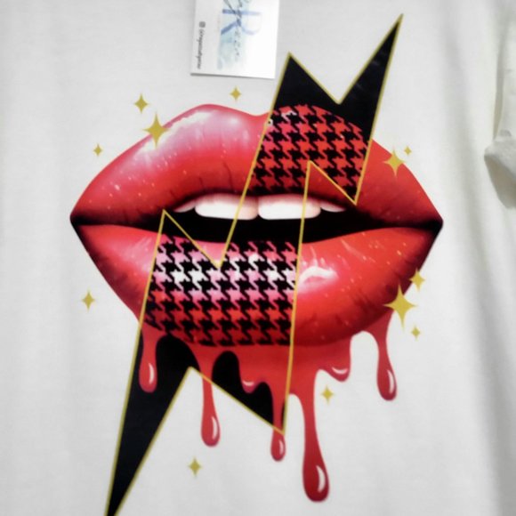 Red lip white T-shirt - Picture 2 of 4